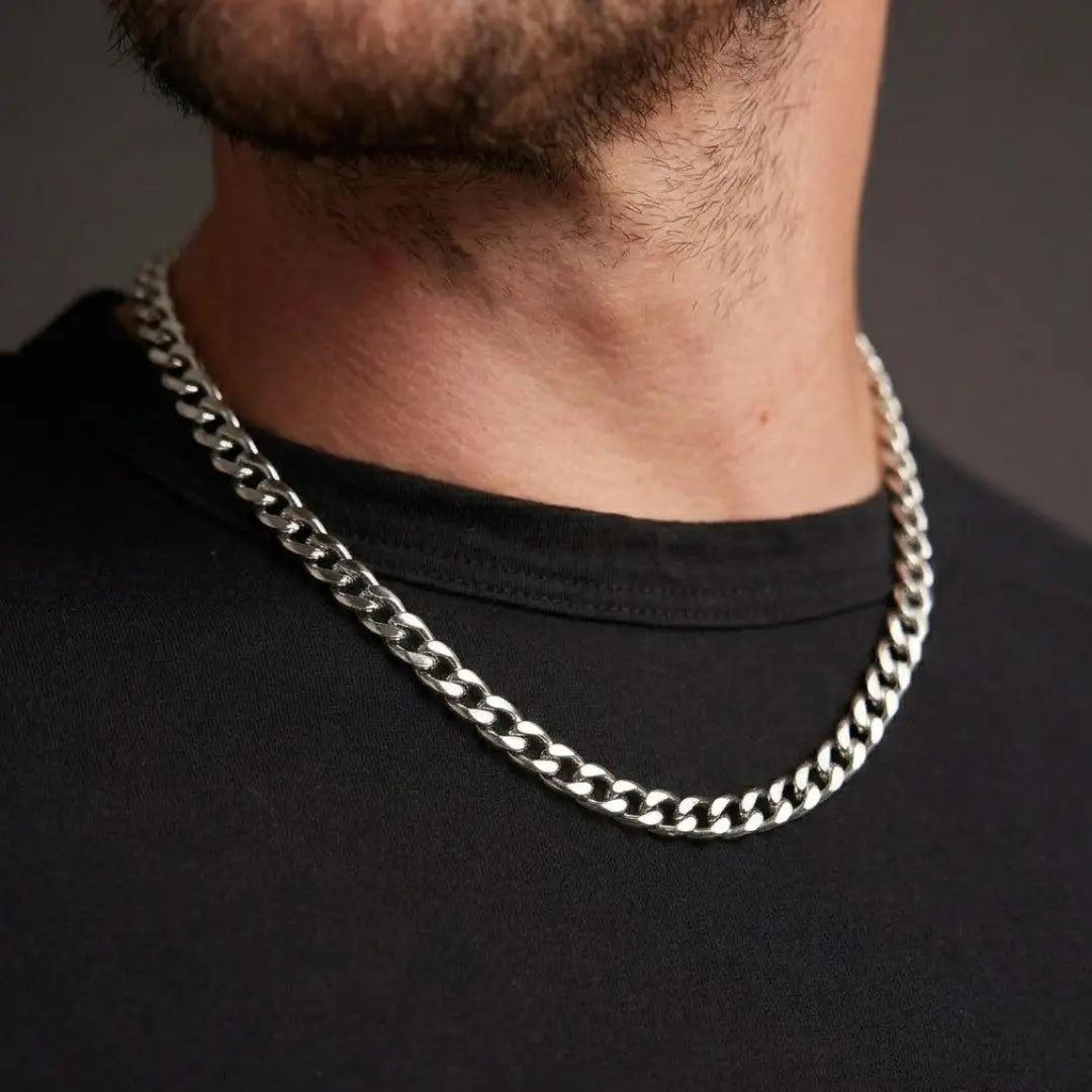 Silver Curb Cuban Link Chain 55cm x 6mm